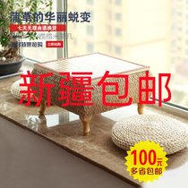 Xinjiang straw bay window table tatami coffee table small kang table Japanese balcony floor table solid wood low table quilt