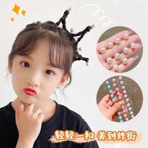 Children Crown Hair Accessories Pearls Bean Buttons Hair Buttons Nets Red Girl Chicher Hair Clips Little Girl Super Fairy Crown Headwear