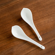 Suet fat jade porcelain ceramic soup spoon household white porcelain spoon hotel porridge spoon porridge spoon long spoon