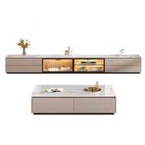 实木电视柜客厅家用小户型落地现代简约轻奢岩板电视机柜茶几组合