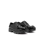 Модные низкие туфли на платформе, металлическая обувь для кожаной обуви