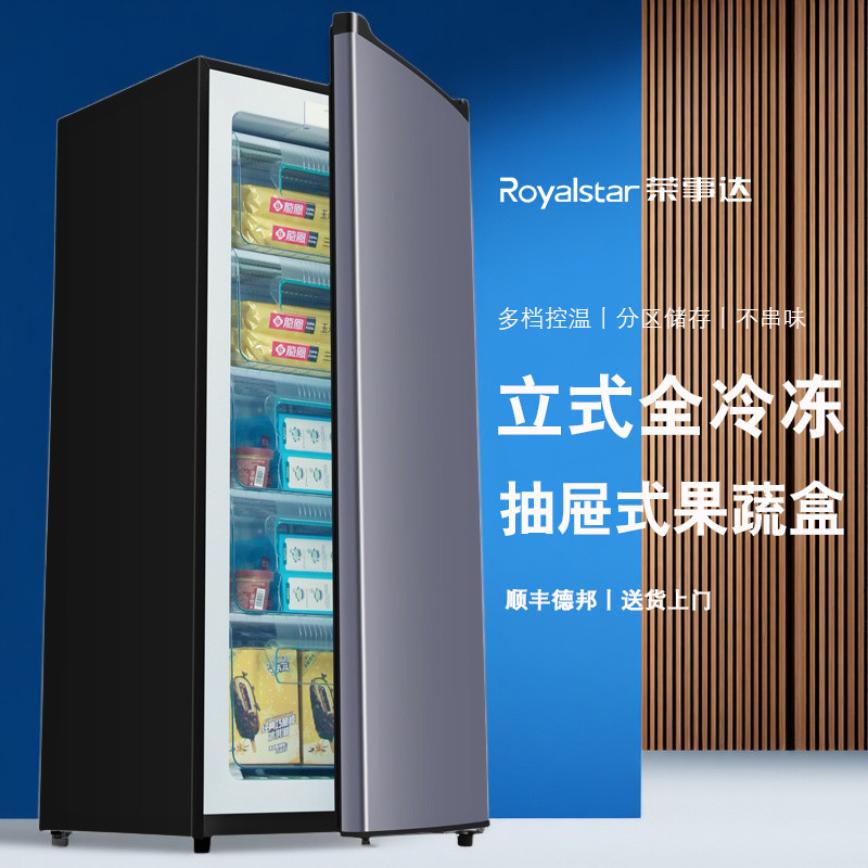 荣事达立式冰柜家用全冷冻柜小型抽屉式存储不串味一级省电小冰箱