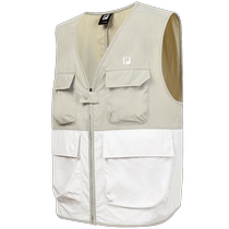 FILA official mens woven vest 2023 autumn loose sports outdoor multi-pocket top jacket