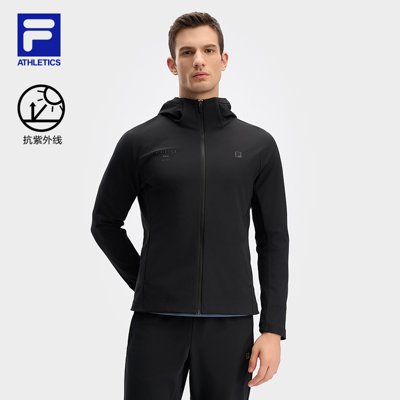 Fila Official Men's Knitted Hooded Jacket 2024 Winter New Fitness Sports Basic Sun Protection Top