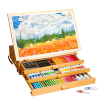 桌面画架台式美术生专绘画用品水粉素描油画丙烯彩铅儿童专用画板初学者桌上画画工具套装可折叠抽屉式多功能