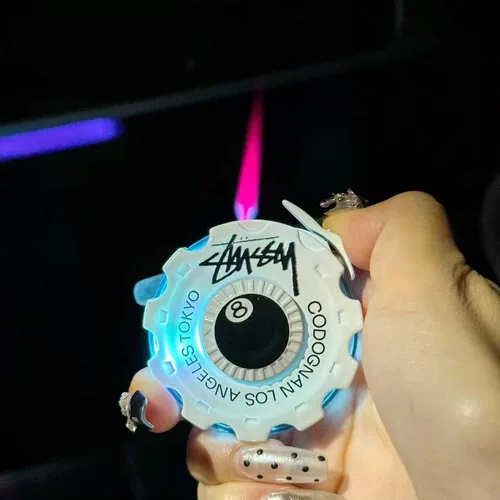 Креативный крутящийся волчок, защитная ветрозащитная надувная неоновая зажигалка для друга, мигающий свет