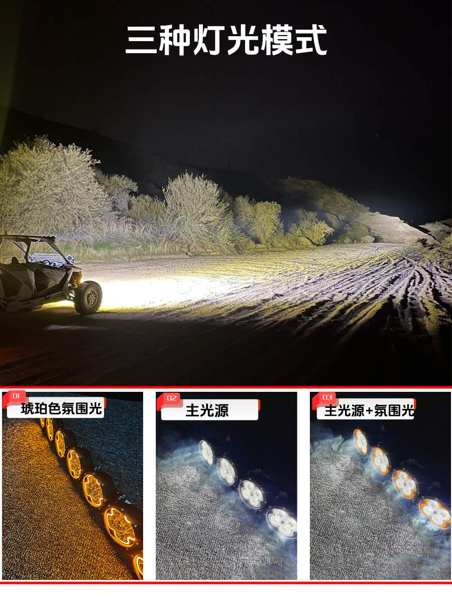 Внедорожные огни 越野车顶射灯高亮远射牧马人烈马坦克猛禽行李架长条杠灯氛围光 No brand