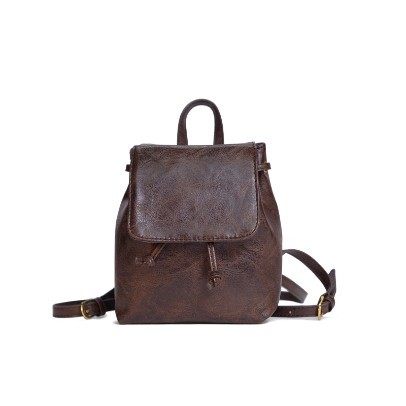 Bm Backpack Women's Bag 2026 New Model This Year's Popular Bag School Bag Leather Bag Brown American Retro Bag