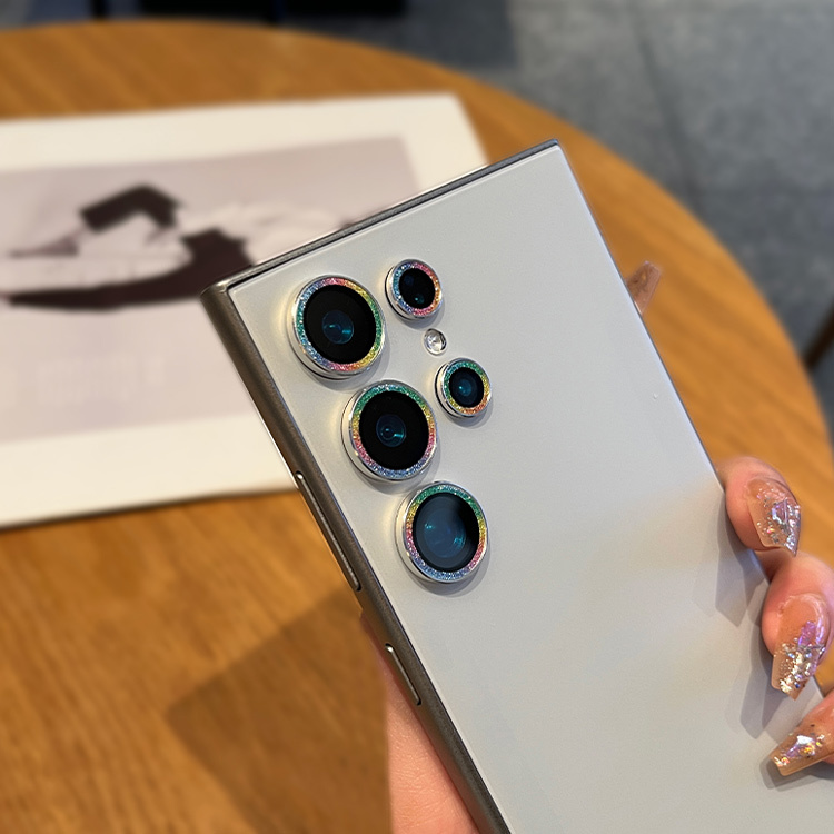 Suitable for Samsung S24 Lens Film, S24+ Phone Glitter Lens Film, S23 Goddess Style Camera Ring Protector, S22 Positioning Plate, Rear Ultra Camera Sticker, High-Definition Tempered Glass with Glitter Diamonds