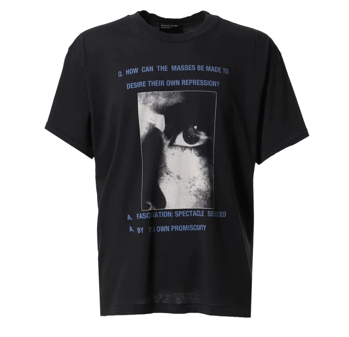 [Capped] erd24ss Melancholy Rich Second Generation Ideology Quiet Eyes Old Washed Slogan Short Sleeves