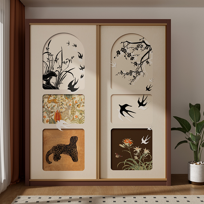 French-Style Retro Wardrobe Door Stickers, Cabinet Door Decoration, Sliding Door Renovation, Glass Door Color Change Film, High-End Wallpaper French-Style Retro Wardrobe Door Stickers, Cabinet Door Decoration, Sliding Door Renovation, Glass Door Color Change Film, High-End Wallpaper