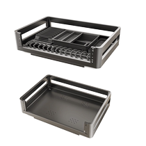 Baihan pull basket kitchen cabinet double drawer type 304 stainless steel condiment dish rack space aluminum plate pull basket