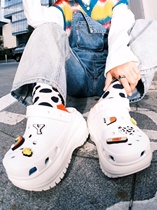 New solid color thick-soled high-heeled womens shoes summer classic light wheel non-slip beach shoes breathable hole shoes 207988