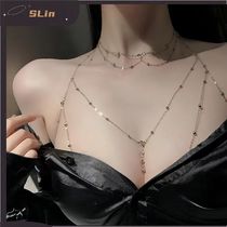 Breast chain sexy body chain chest chain non-fading sexy bikini necklace light luxury niche womens necklace high-end