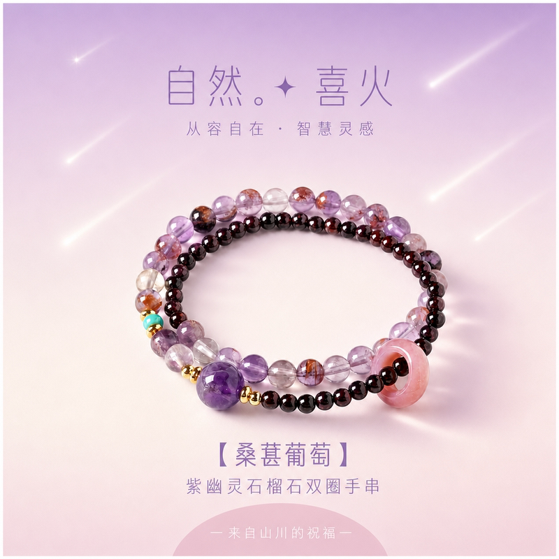 Putuo Mountain Pure Natural Amethyst Mulberry Grape Bracelet for Women, Exam Success Crystal Bracelet, Gift for Girlfriend Putuo Mountain Pure Natural Amethyst Mulberry Grape Bracelet for Women, Exam Success Crystal Bracelet, Gift for Girlfriend