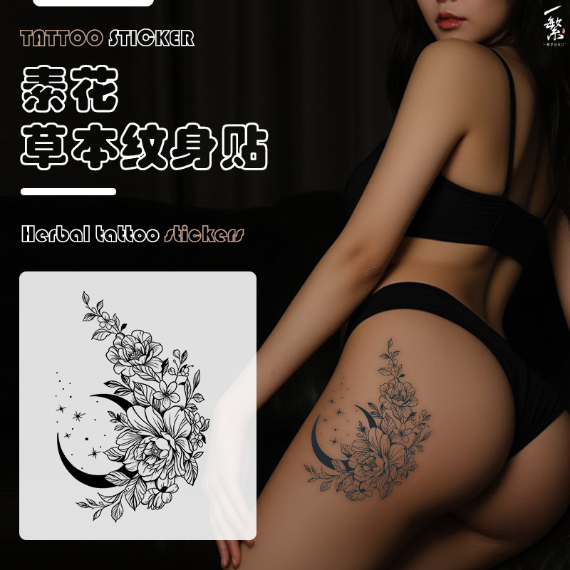 Sexy Herbal Tattoo Stickers for Women's Arms, Collarbone, Private Areas, Waterproof, Long-Lasting, Realistic Semi-Permanent Tattoos That Cannot Be Washed Off