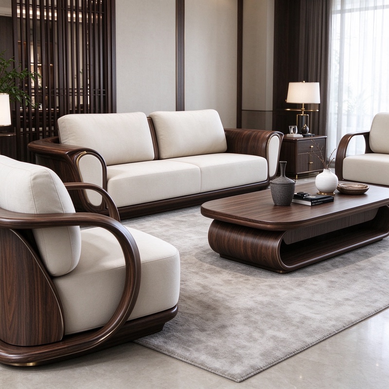 Black Walnut and White Ash Wood Solid Wood Sofa Chair with a High-End Feel for Office, Hotel, and Homestay; Coffee Table and Sofa Combination Single Chair Black Walnut and White Ash Wood Solid Wood Sofa Chair with a High-End Feel for Office, Hotel, and Homestay; Coffee Table and Sofa Combination Single Chair
