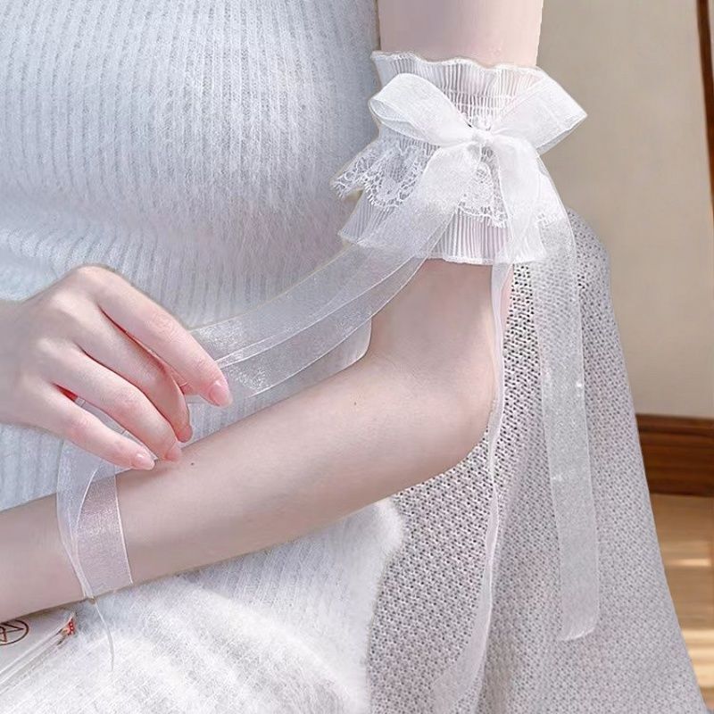 Fake Sleeves to Cover Shoulders, Lolita Lace Trim, Bow Arm Sleeves, Accessories, Lolita Style, Fairy-Like Hand Sleeves