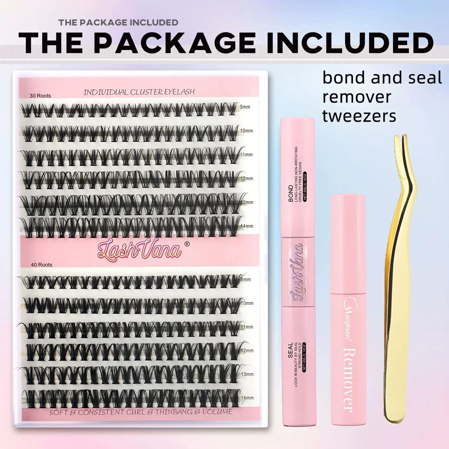 Eylaashes 240 шт. кластеров lash bond и seal makeup tools d