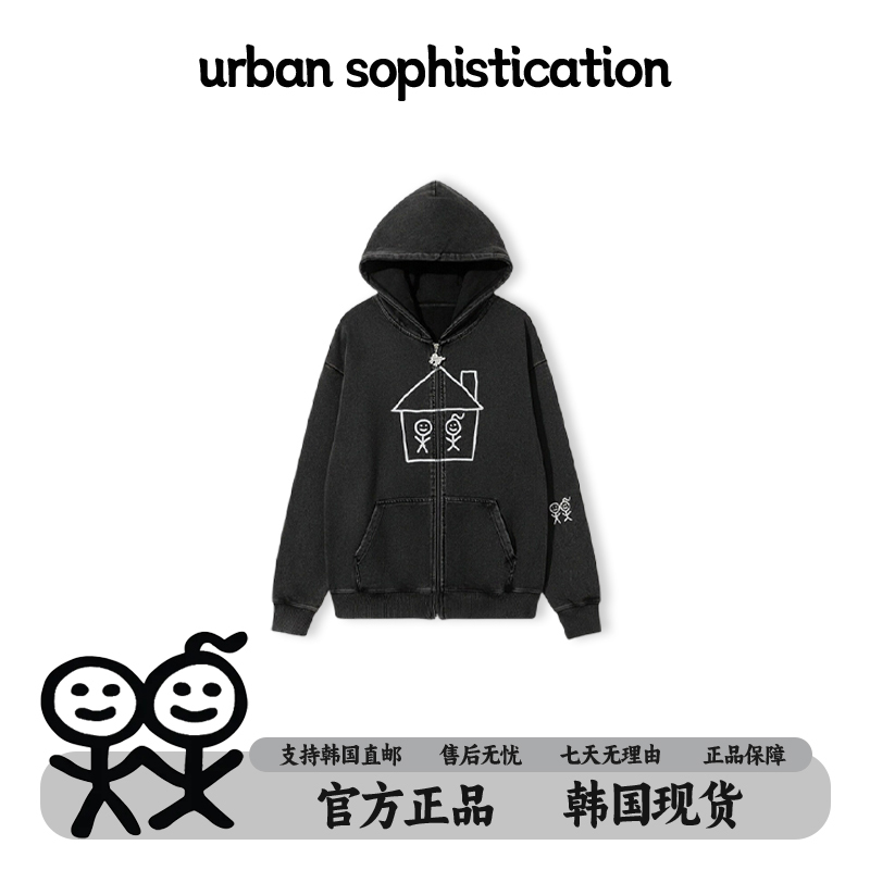 Urban Sophistication Stick Figure Youthful Versatile Printed Zip-Up Hooded Cardigan Sweatshirt Jacket for Women