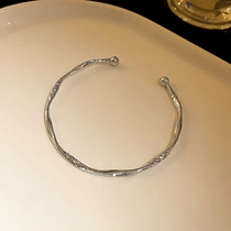 (Suning Self) Platinum Van Lili geometric distortion minimalist opening bracelet silver 2858
