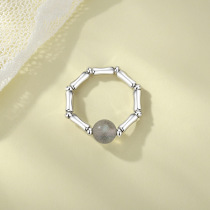 (Suning Self) Platinum Sanskrit Bamboo Festival Moonstone Ring 2858