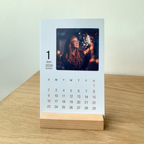 2022 wooden frame creative desk calendar DIY custom made company graduation photos 2021 years of production desktop calendar hanging calendar