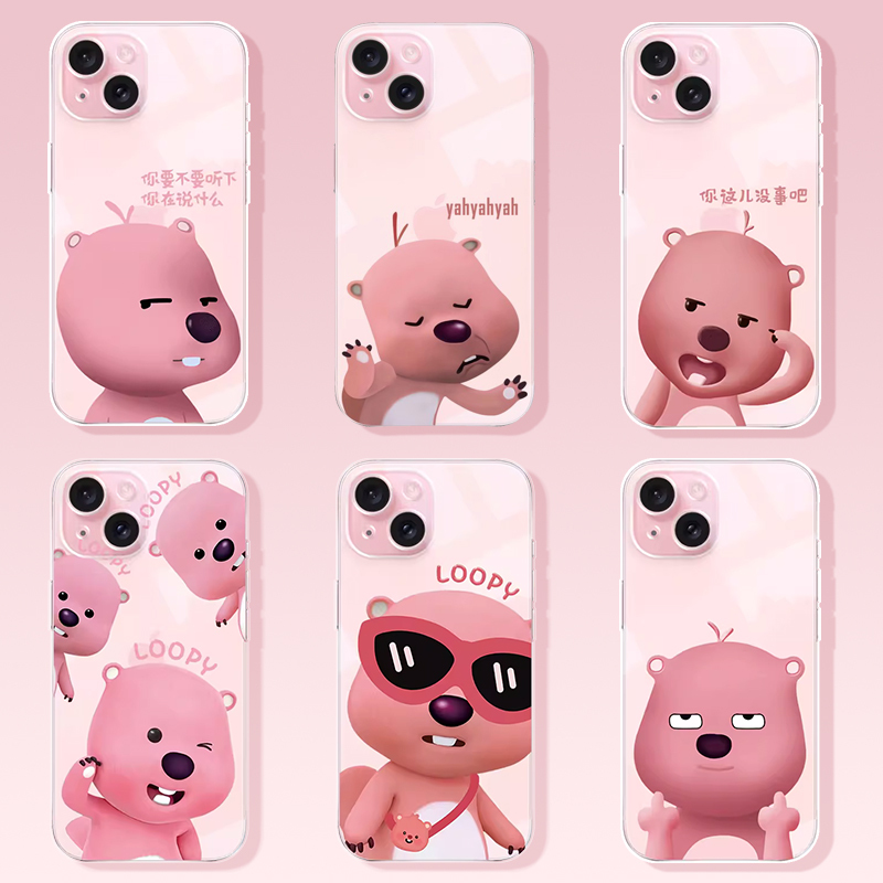 Cute Loopy Phone Case Suitable for Apple 17 Phone Case 15/14Promax Ultra-Thin Iphone13Pro Transparent 11 Female 12 Little Beaver X Silicone 8Plus Anti-Fall 16Pro Creative XS Soft