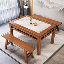 New Chinese Solid Wood Dining Table Hotel Noodle Restaurant Table And Chairs Rectangular Dining Table Traditional Old Log Square Table
