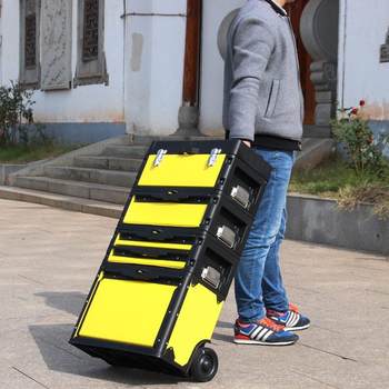 Four-layer combined pull rod tool box multi-functional hardware tool box tie rod tool box plastic iron tool box