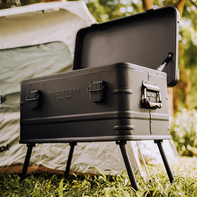 Lubu Outdoor Aluminum-Magnesium Alloy Storage Box Can Stand Upright, Multifunctional Camping Car-Mounted Pressure-Resistant Leather Hand-Held Organizer Box