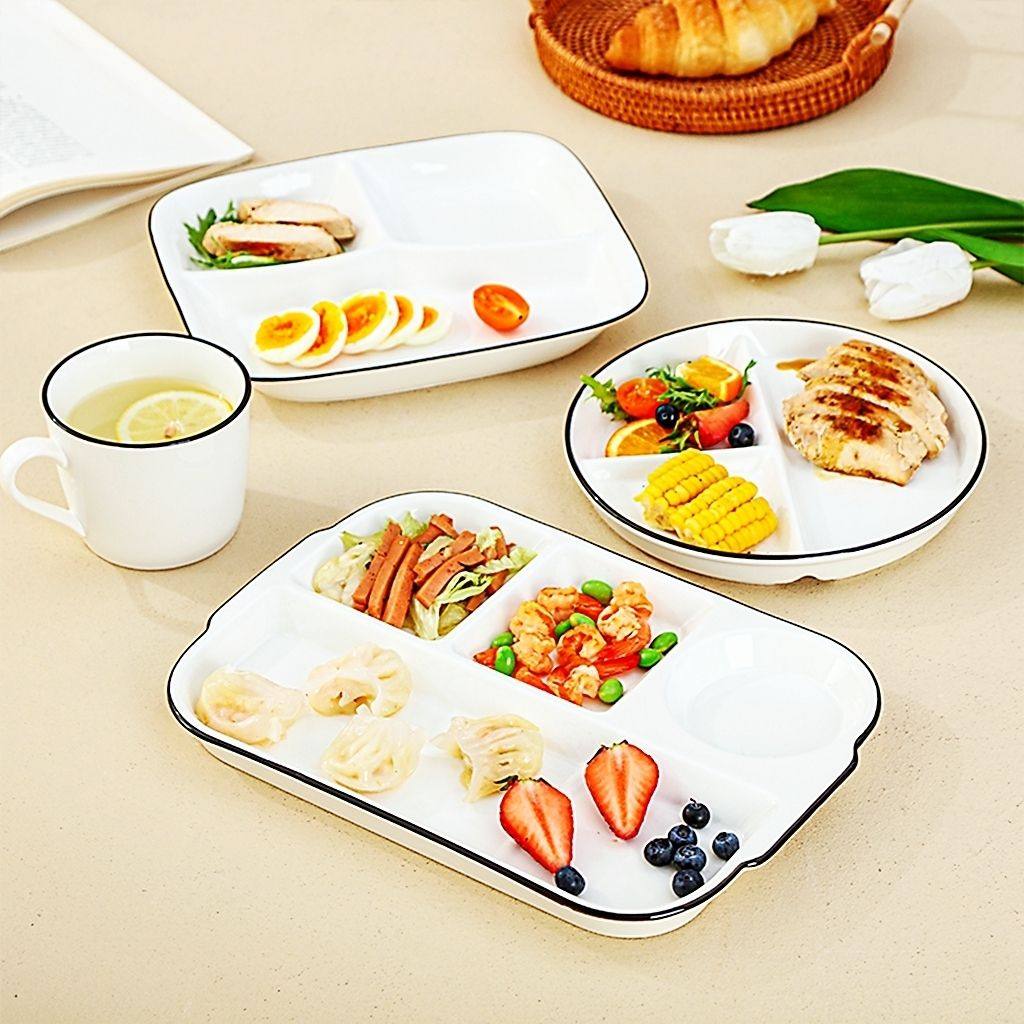 Slimming meal plate divided plate adult weight loss special ceramic fat-reducing sub-plate quantitative tableware set plate