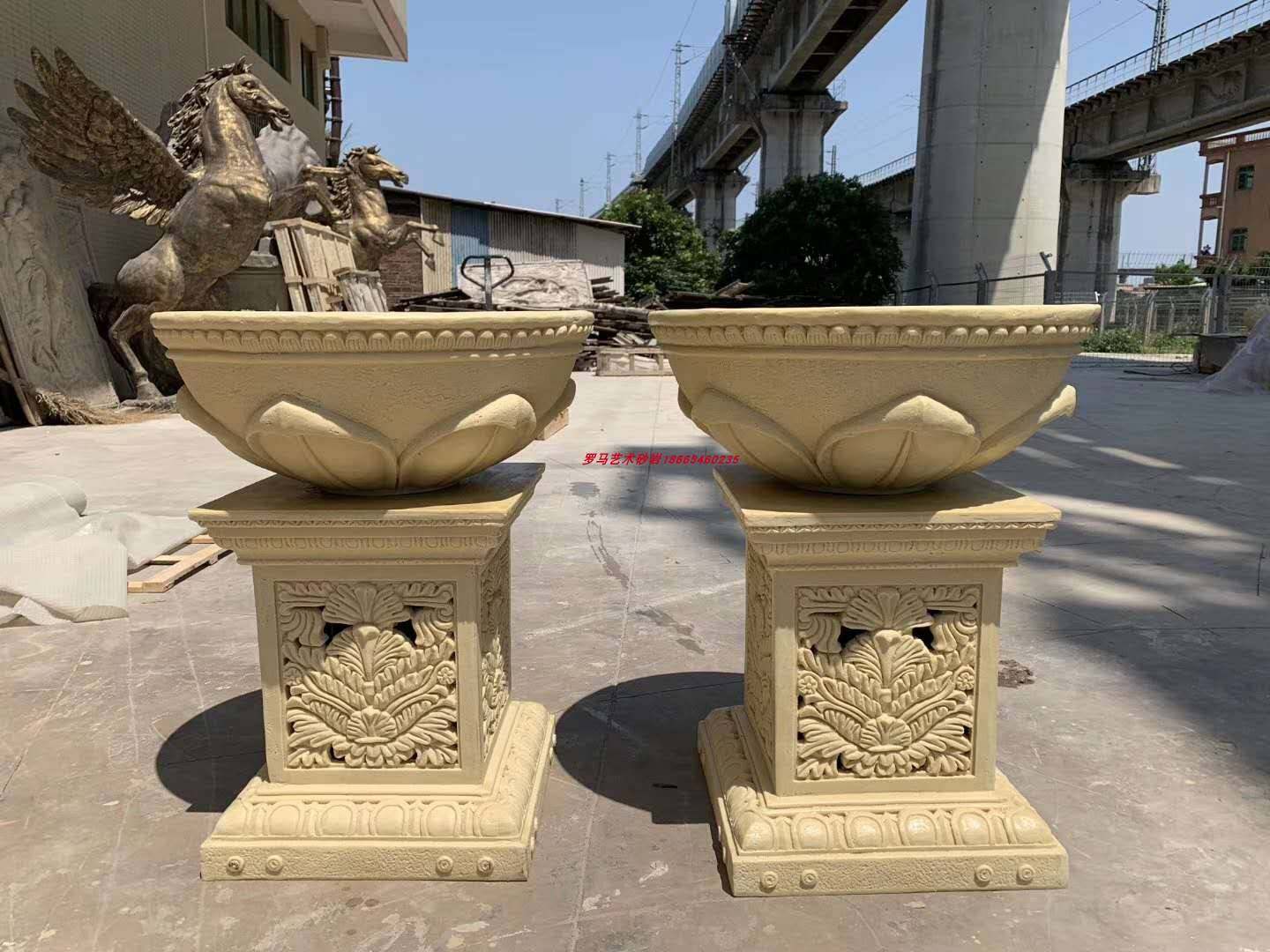 Professional Production Sandstone GRP Flowerpots Urban Garden Forest Landscape Hotel Villa Spray Pendulum with TV Background Wall-Taobao
