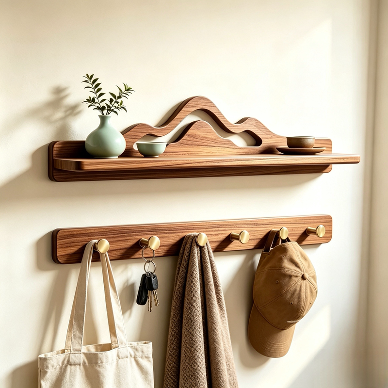 Solid Wood Entryway Door Hook Rack Wall-Mounted Storage Rack Key Holder Bedroom No-Drill Clothes Rack Solid Wood Entryway Door Hook Rack Wall-Mounted Storage Rack Key Holder Bedroom No-Drill Clothes Rack