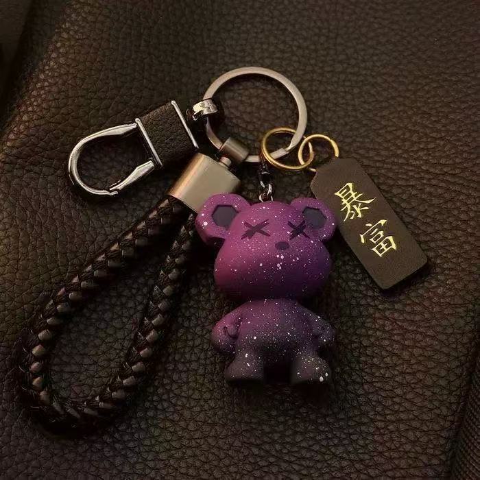 High-End Anti-Drop Durable Bear Keychain for Men and Women, Couple Cartoon Cute Starry Sky Car Keychain Pendant Key