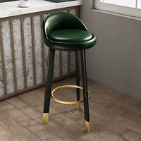 #60 см стальной стабильный стабильный стул ноги/зеленая кожа-Black Gold C113