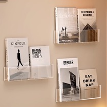 Light luxury bookshelf living room punch-free wall-mounted storage rack magazine rack integrated wall-mounted childrens picture book rack