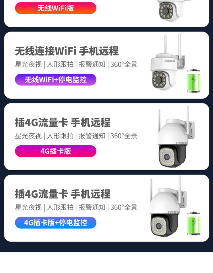 4g/5g摄像头 360度旋转高清无线摄像头手机远程室外夜视家商用4g监控器带语音