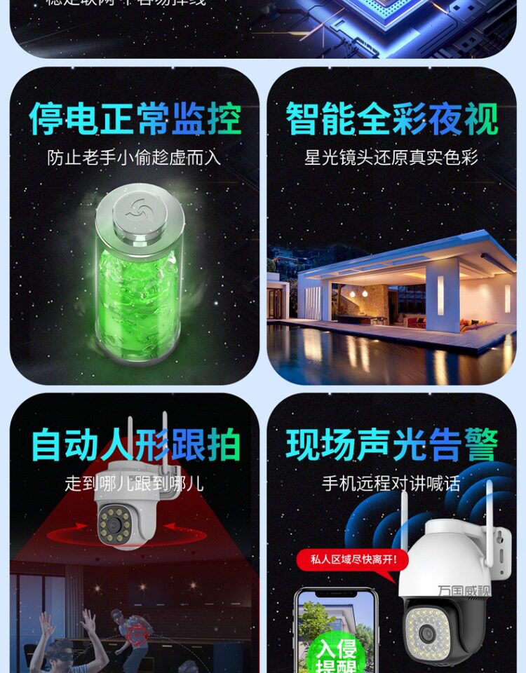 4g/5g摄像头 360度旋转高清无线摄像头手机远程室外夜视家商用4g监控器带语音
