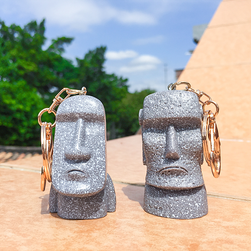 Creative Moai Keychain Easter Island Stone Statue Decoration Student Couple Bag Car Hanging Ornament Stall Gift
