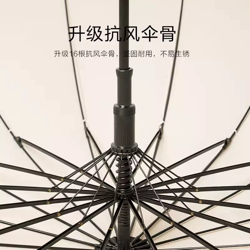 Member's Choice PU Leather Handle 16-Bone Exquisite Long Handle Automatic Umbrella