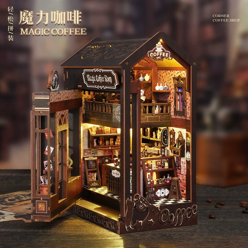 Кофейная хижина, деревянный конструктор, минифигура, DIY, Birthday gift