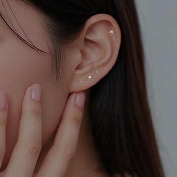 999 Pure Silver Round Bead Earrings for Ear Care, Sparkling Diamonds, 2026 New Popular Style, No Need to Remove for Sleeping, Anti-Clogging Ear Sticks, Women's Earrings