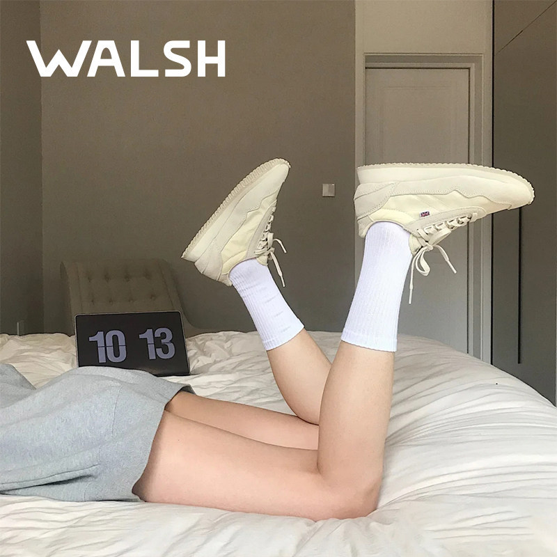 Walsh Shoes Song Qian's Same Style Men's and Women's Shoes British Retro Forrest Gump Shoes Lightweight Sports Casual Shoes Cream Series