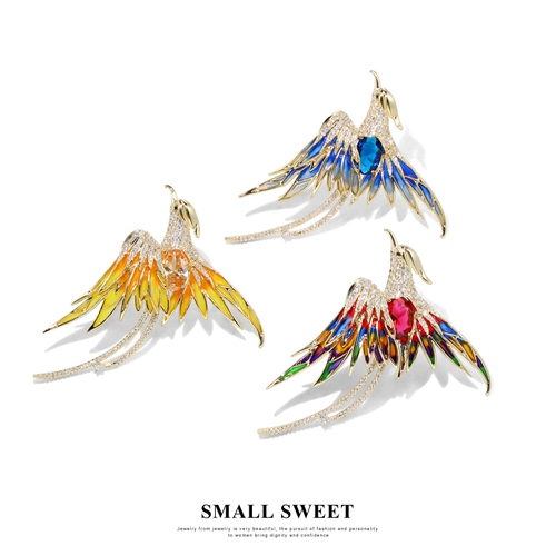 Элитный Феникс, медная металлическая китайская брошь, эмаль, костюм, булавка, аксессуар, китайский стиль, изысканный стиль