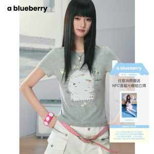 【Co-Branded Series】Ablueberry×Handwritten Puppy 5 Korean Style Slim Fit Short Sleeve T-Shirt for Women Summer