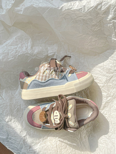 韩系百搭chic鞋子爆款板鞋女款2025新款春夏厚底小白鞋学生面包鞋