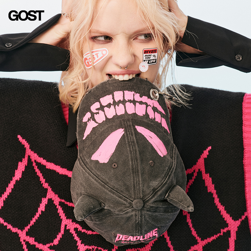 Gost "Little Devil" Hand-Painted Washed Distressed Three-Dimensional Embroidered Baseball Cap Unisex Spring and Summer