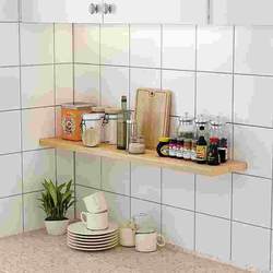 Hole-free wall storage rack kitchen partition solid wood one-word shelf wall bookshelf wall-mounted bathroom storage shelf