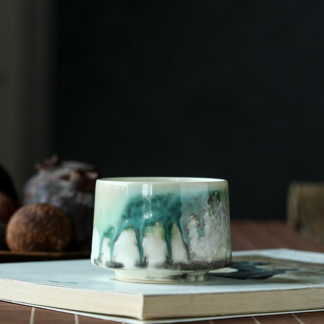 Jingdezhen pure handmade underglaze color ceramic kung fu tea cup master cup single cup high-end personal tea set